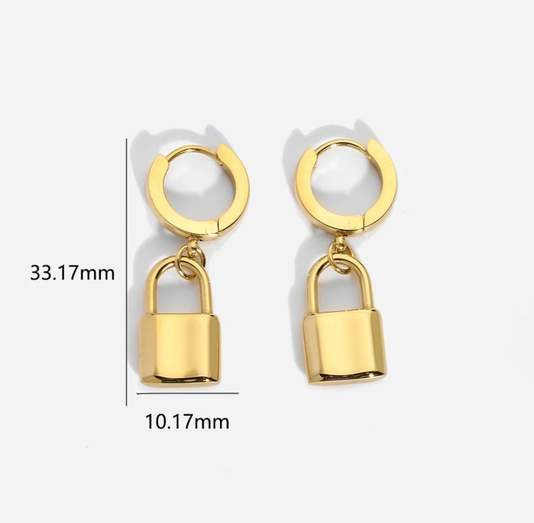Padlock Earrings- Gold