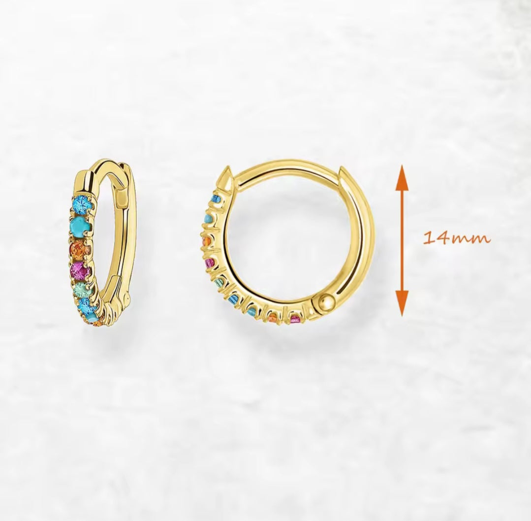 Rainbow Hoops - Gold Plated on Real S925 Sterling Silver