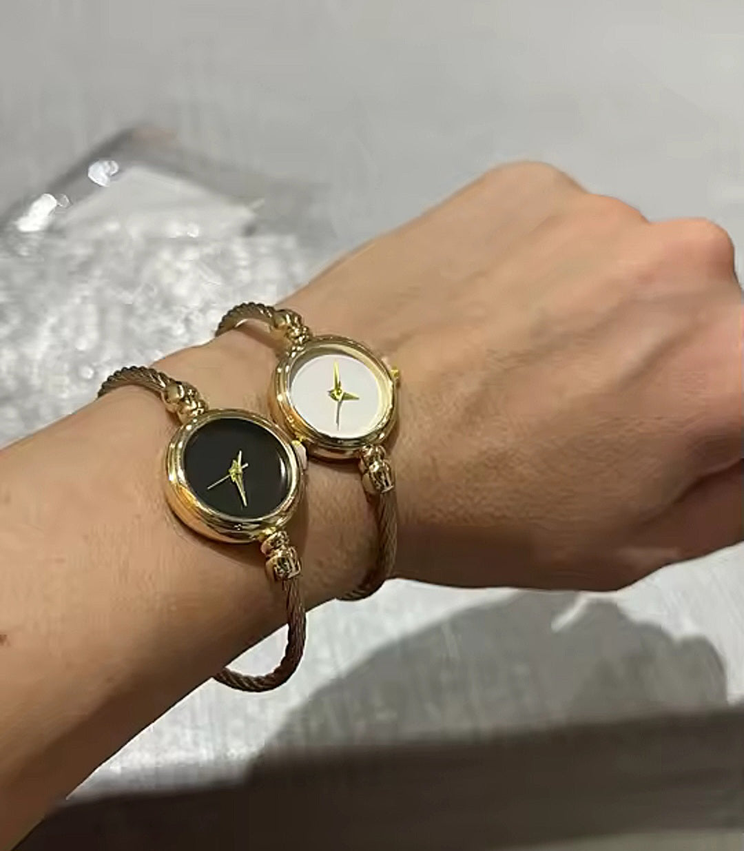 The Bangle Watch - White on GOLD