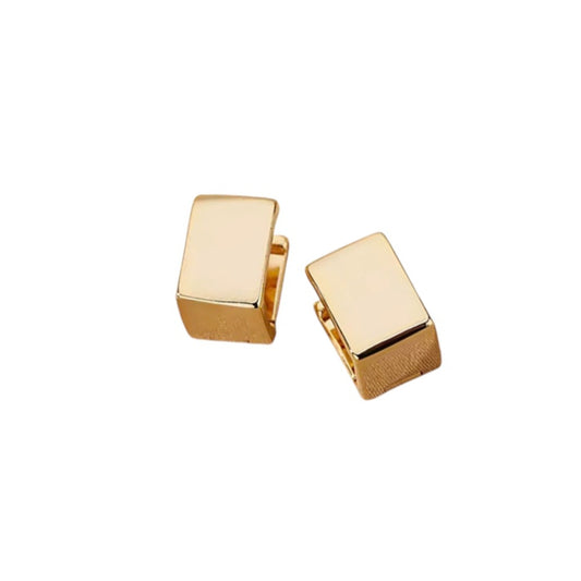 Square Huggie Earrings - Gold