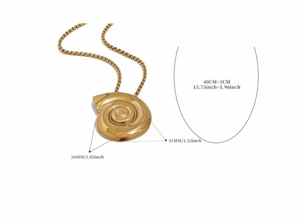 Snail Shell Pendant Necklace- Gold