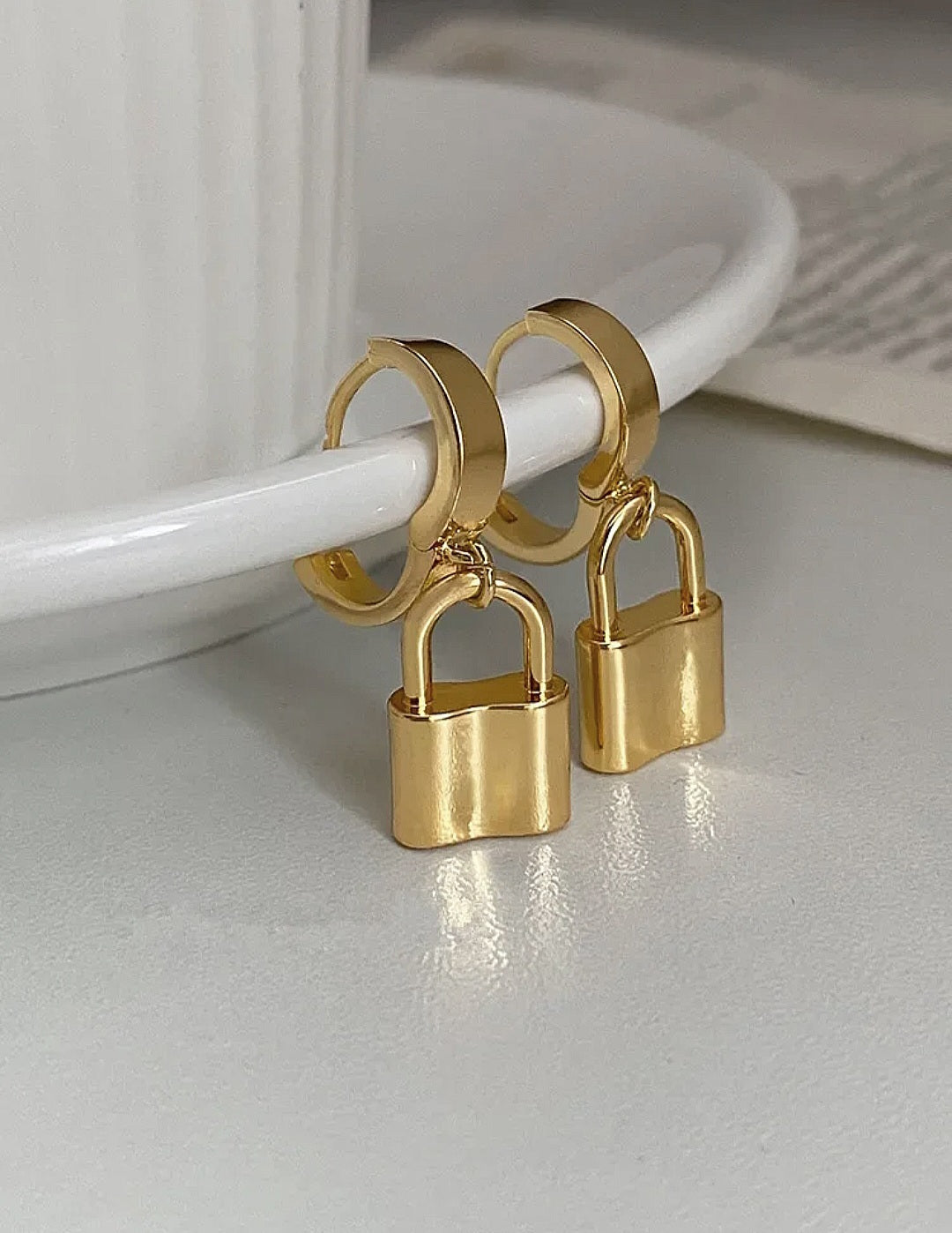 Padlock Earrings- Gold