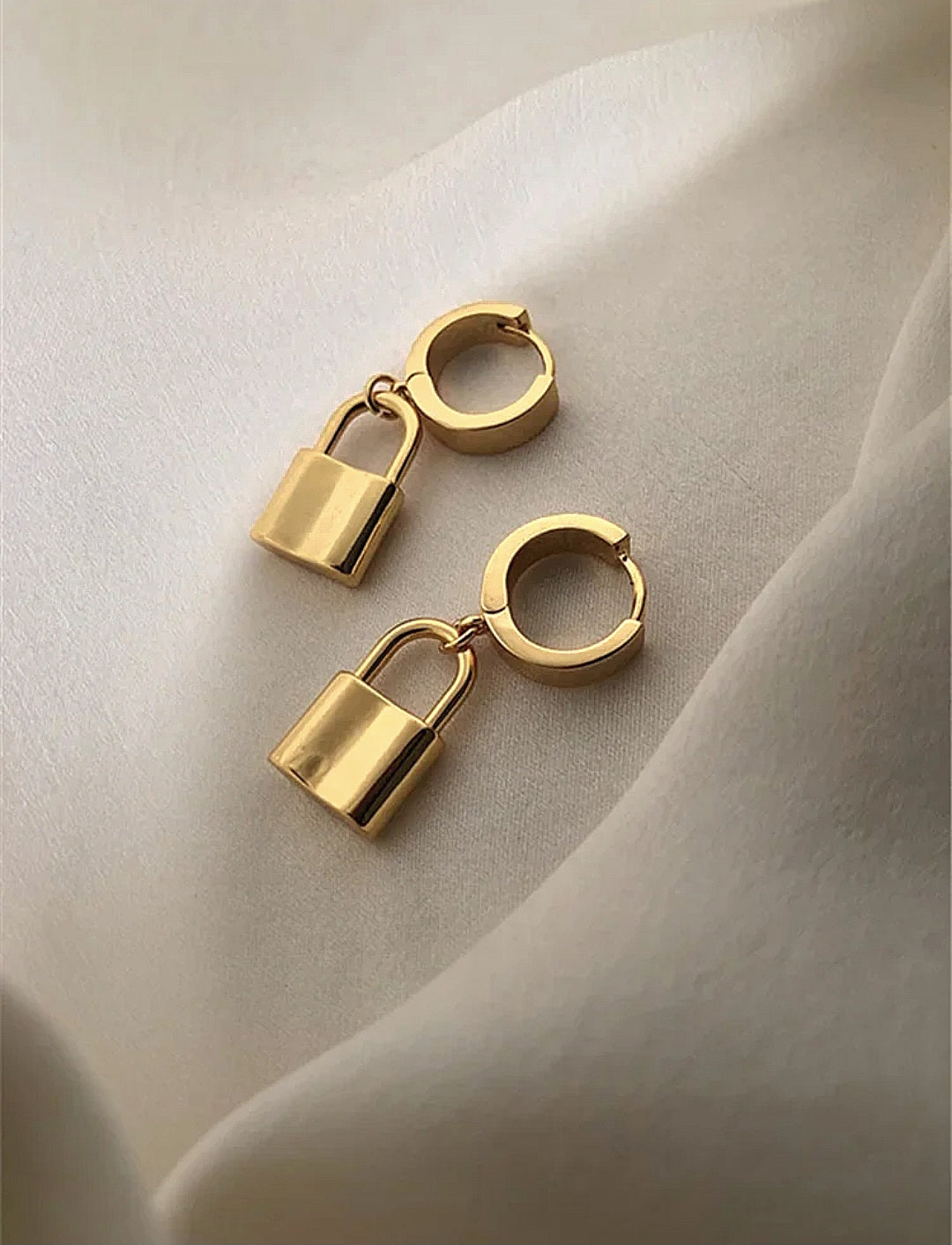 Padlock Earrings- Gold