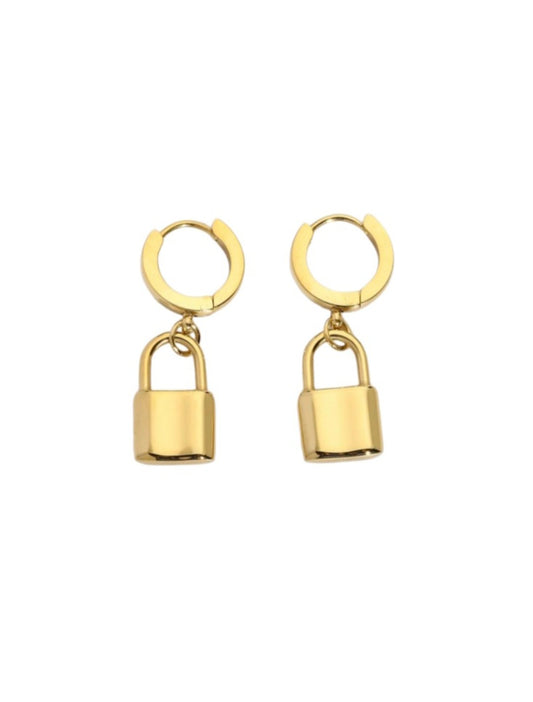 Padlock Earrings- Gold