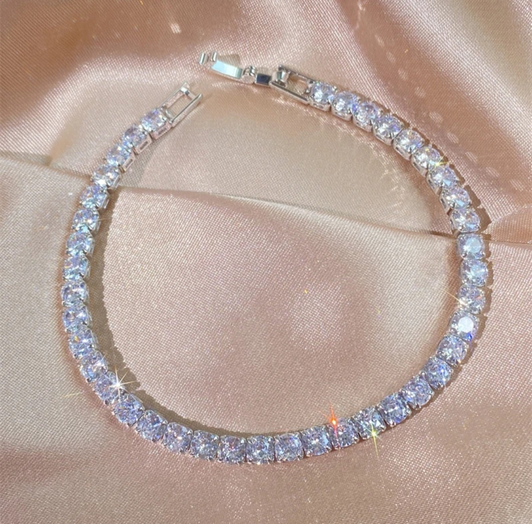 Zircon Tennis Bracelet- Silver