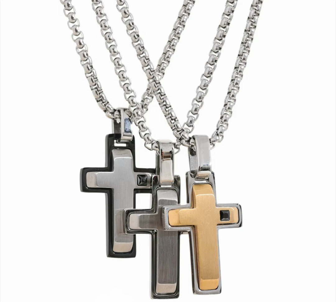 3D Cross Chain - Gold Mixed Metal