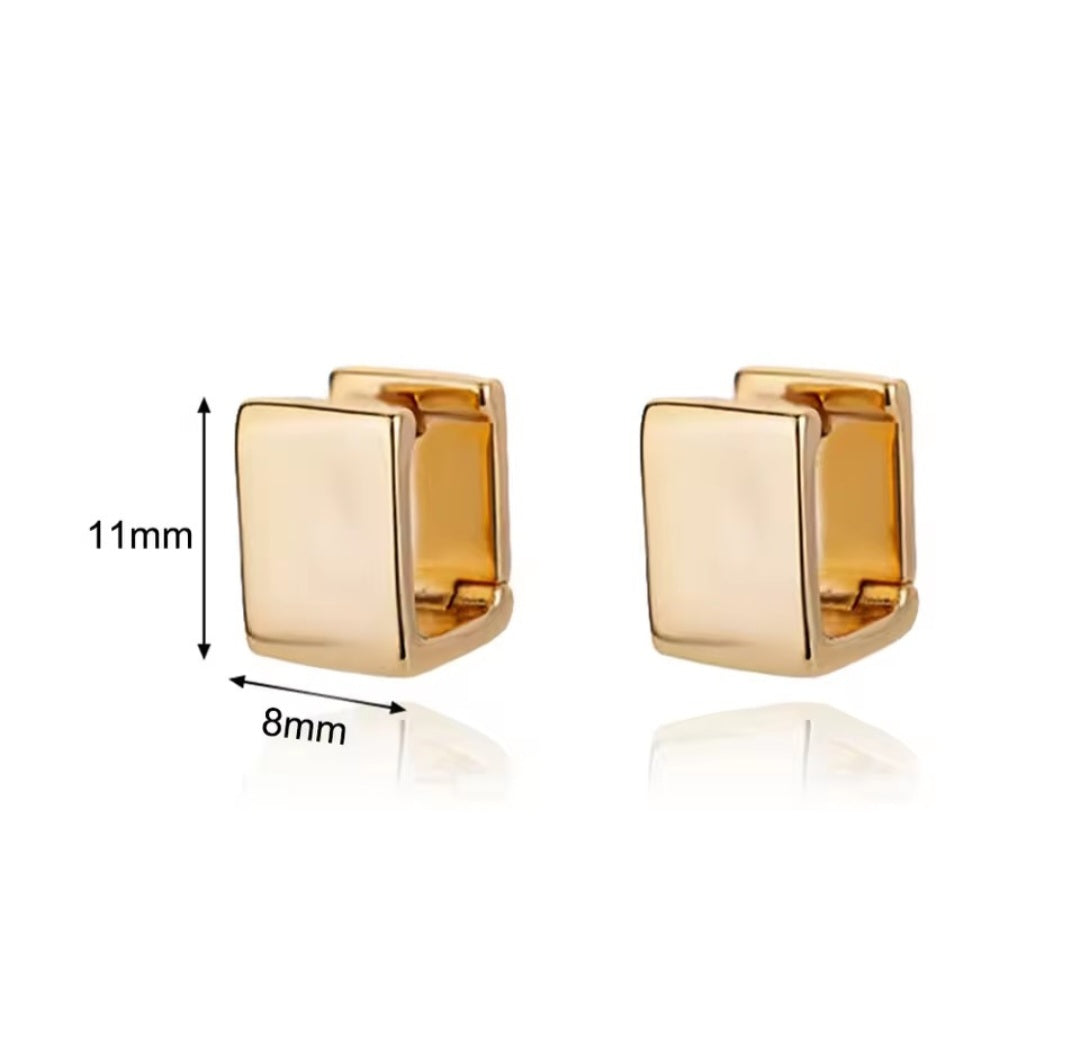 Square Huggie Earrings - Gold