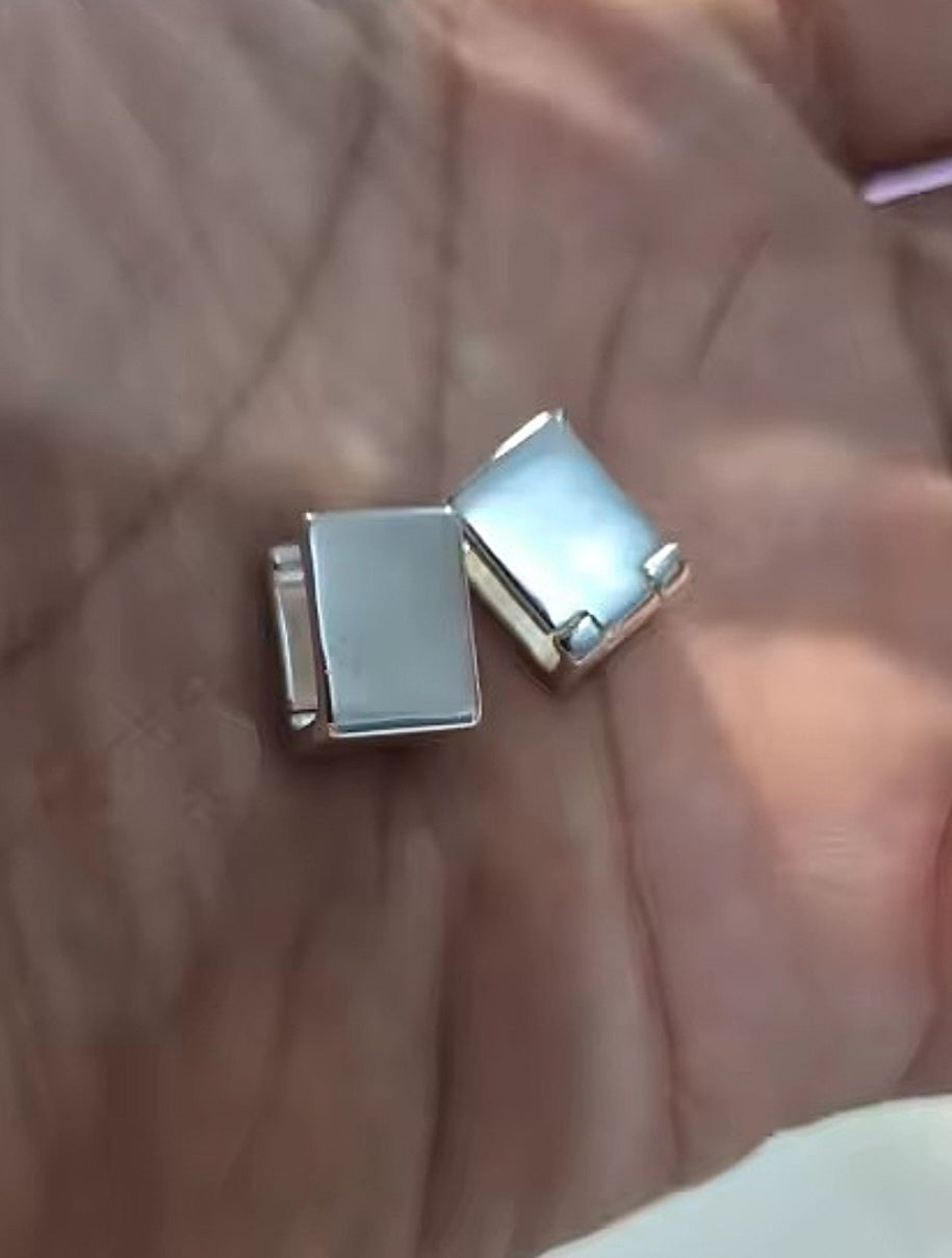 Square Huggie Earrings - Silver