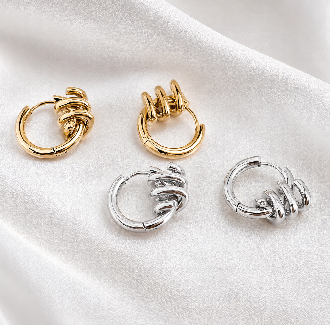 Spiral Hoop Earrings - Gold/Silver